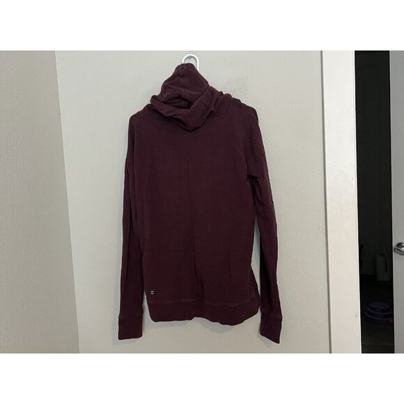Lululemon Sweatshirt Size 6 Burgundy Stress Less Funnel Neck Hoodie Pullover - Picture 7 of 14